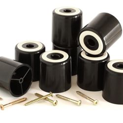Slipstick 2 Inch Non Slip Furniture Legs (8 Pack) Screw in Floor Protector Feet (2" Tall x 2" Wide) Black Plastic with Rubber Gripper Feet