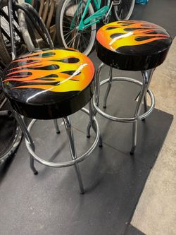 Flame Print Bar Stools – Set of 2
