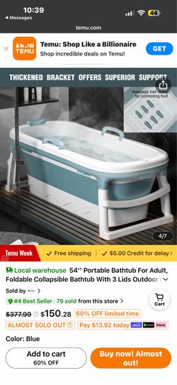 54 inch portable collapsible bathtub