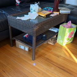 Glass & Wicker Coffee Table