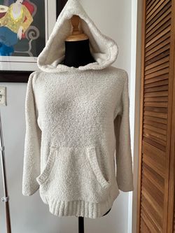 Cream Boucle Knit Hoodie Sweater