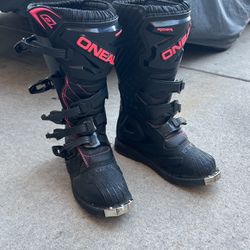 O'NEAL MX Rider Boots Women's Sz  8 Black/Pink ATV Motorcycle Motocross Dirt Bike