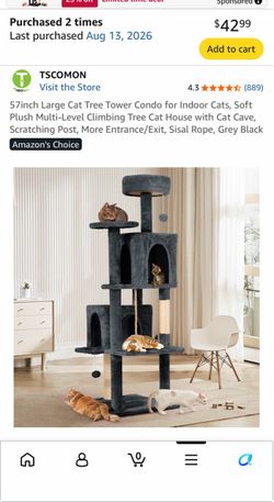 57-Inch Large Cat Tree Tower Condo