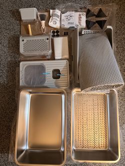 XXL Stainless Steel Sifting Cat Litter Box with Lid