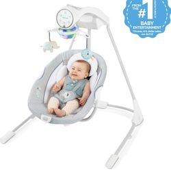 Ingenuity InLighten Soothing Swing - Swivel Infant Seat, Soothing Sounds, Lightweight Mesh - Dakota