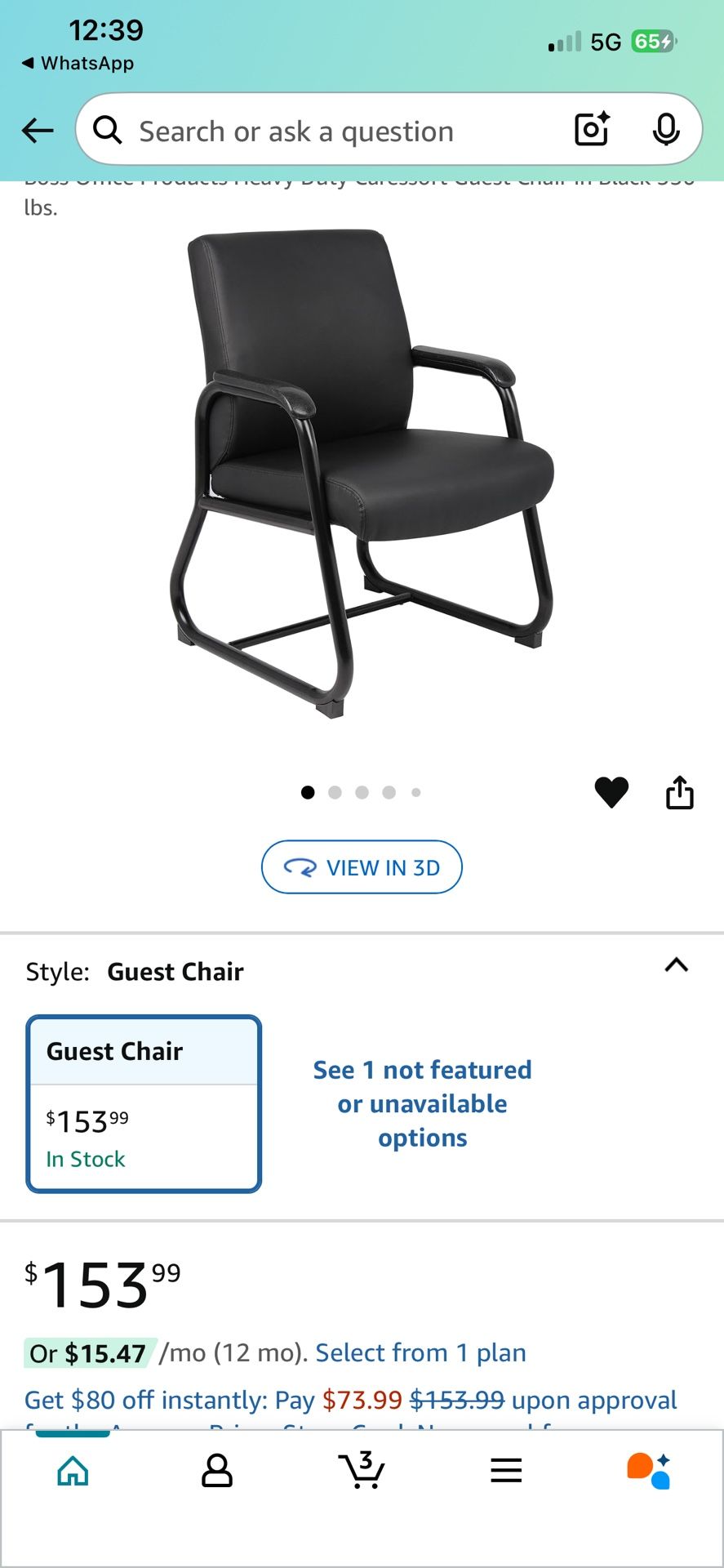Boss Office Products Heavy Duty Caressoft Guest Chair in Black 350 lbs.
