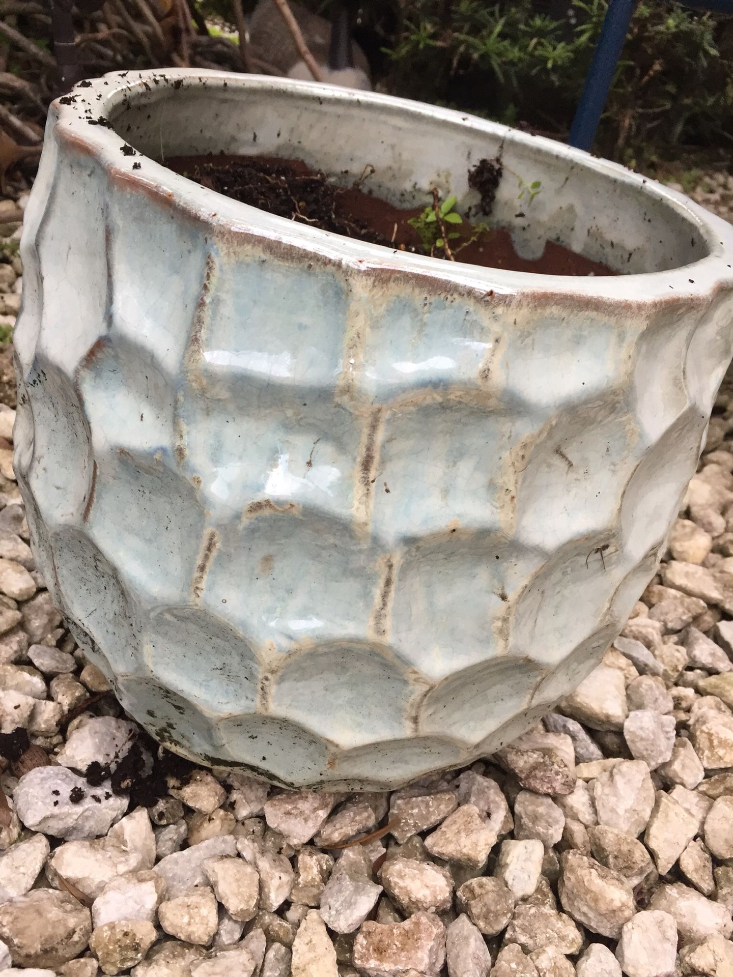 Heavy bluish white garden pot for garden diameter 11 height 12