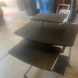 Small Desk With Monitor Stand And Keyboard Tray