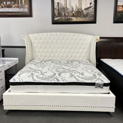 Beige Velvet King Bed Frame 🔥SPECIAL🔥