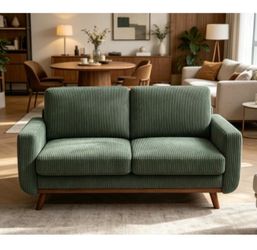 Green Corduroy Loveseat / Sofa - Excellent Condition