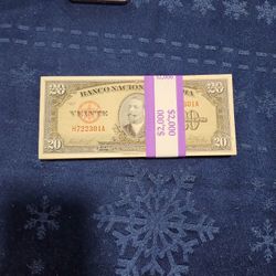 Fajo De 100 Billetes De 20 Pesos Cuba 1958