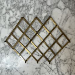 French Brass Mid Century MCM According Wall Rack Display