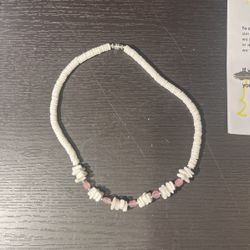 Rose Quartz And Shell Necklace