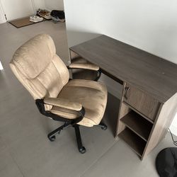 Wood Desk and Office Chair