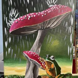 Tree Frog In The Rain Art Painting