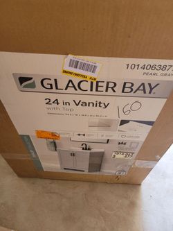 Glacier Bay Oakley 25 in. Single Sink Pearl Gray Freestanding Bath Vanity with White Cultured Marble Top (Assembled)