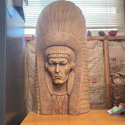 Big wood Indian chief head