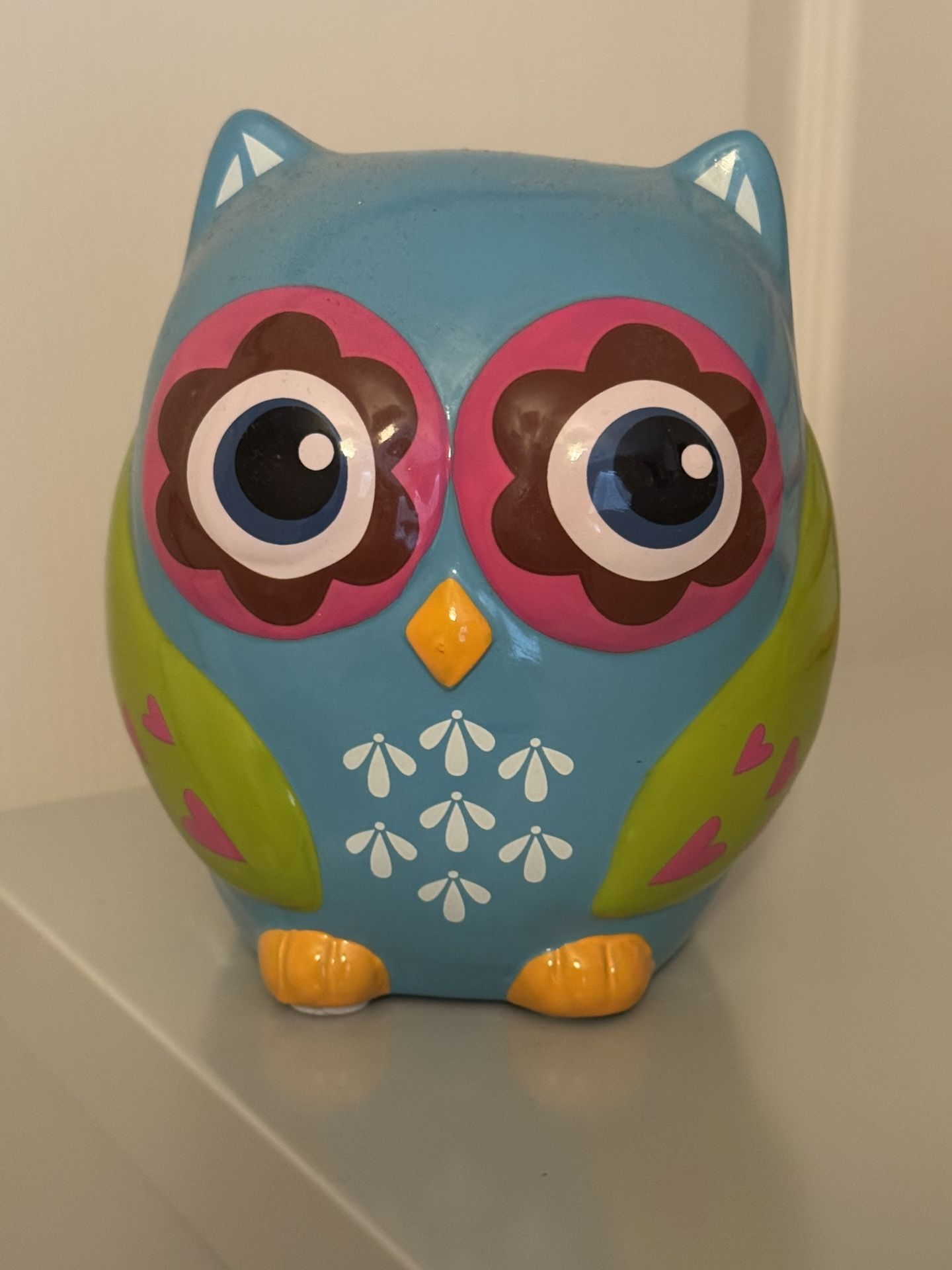 Ceramic Owl Hand Painted Piggy Bank