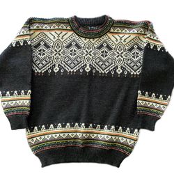 Vintage Men’s Sweater Large Pullover Wool Dale of Norway 90’s Ski Print