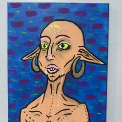 Funky Alien Acrylic Painting