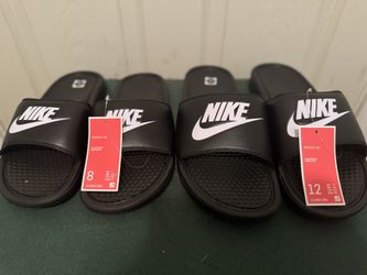 Nike Premium Slides Black And White Sizes Men’s 8 And 12 New