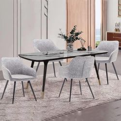 Faux Suede Accent Chair Arm Chairs Living Room Chairs Leisure Chair Upholstered Chair with Metal Legs Set of 4 for Home Kitchen Office Bistro Cafe