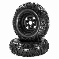 #F 2 PCS 25x10-12 ATV Tires with 12" Wheel Rim 4 Bolt, All-Season Off-Road Mud Sand Terrain, 12x7" Rim, Black $ 149
