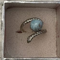 Larimar Silver Ring. 