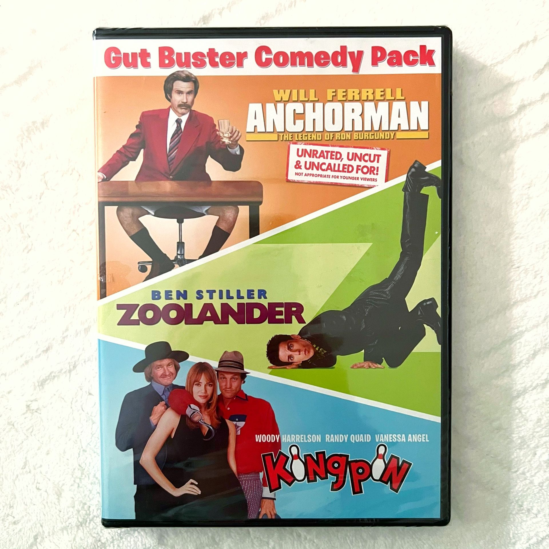(NEW) 3 DVD’s in One! Anchorman, Zoolander, & Kingpin