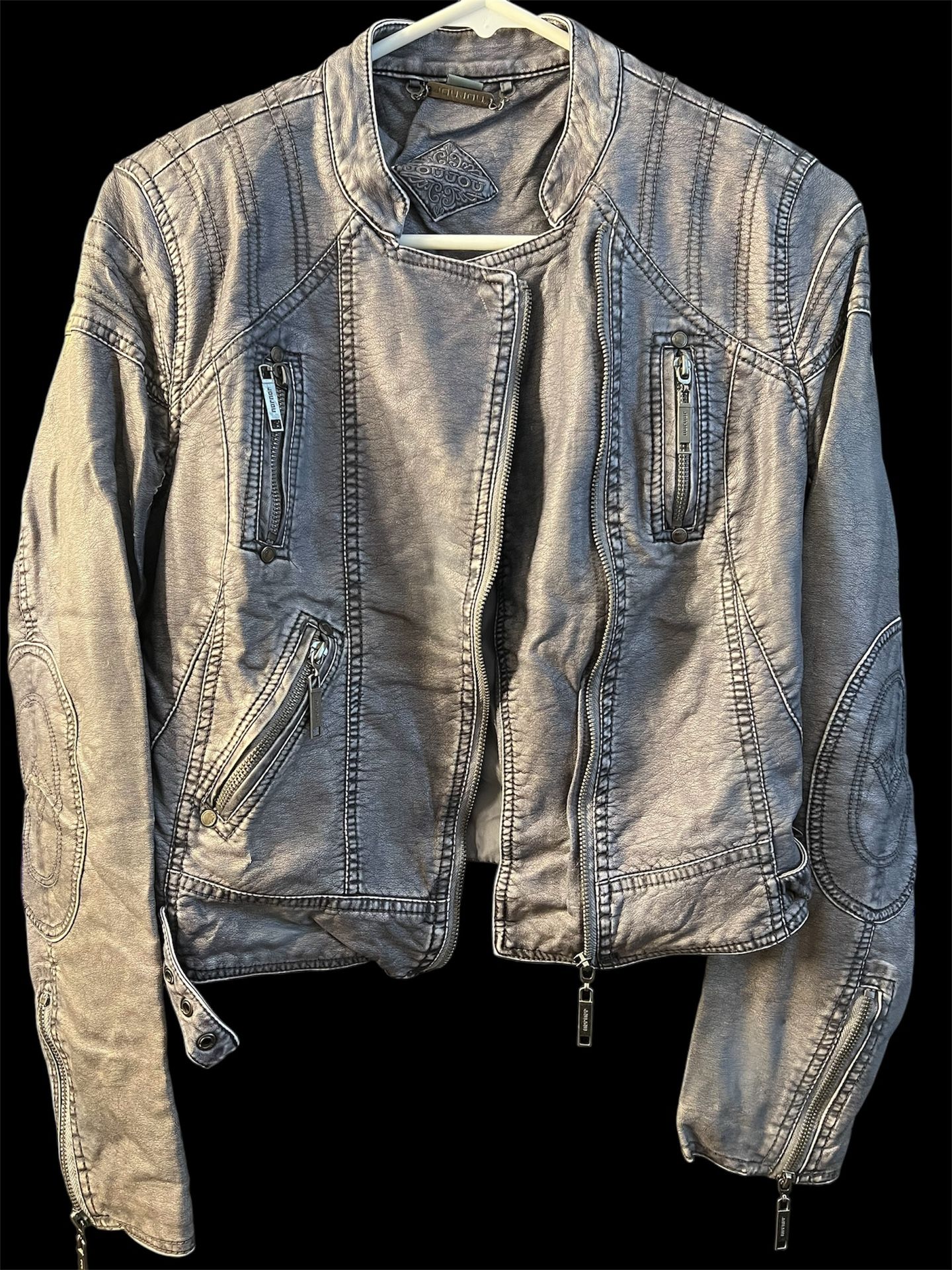 Grey Faux Leather Jacket