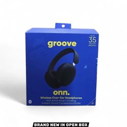 Groove Onn. Wireless Over-Ear Headphones Active Noise Canceling Black New