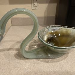 Rare Vintage Murano Style Decorative Swan Glass Bowl
