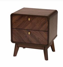 Walnut Brown 2-Drawer Nightstand