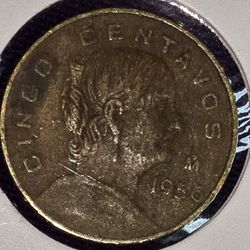 1956 Mexico 5 Centavo Coin