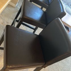 Three Leather Bar Stools 
