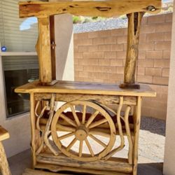 Outdoor / Indoor Rustic Western Ranch Farmhouse Bar With Stools 