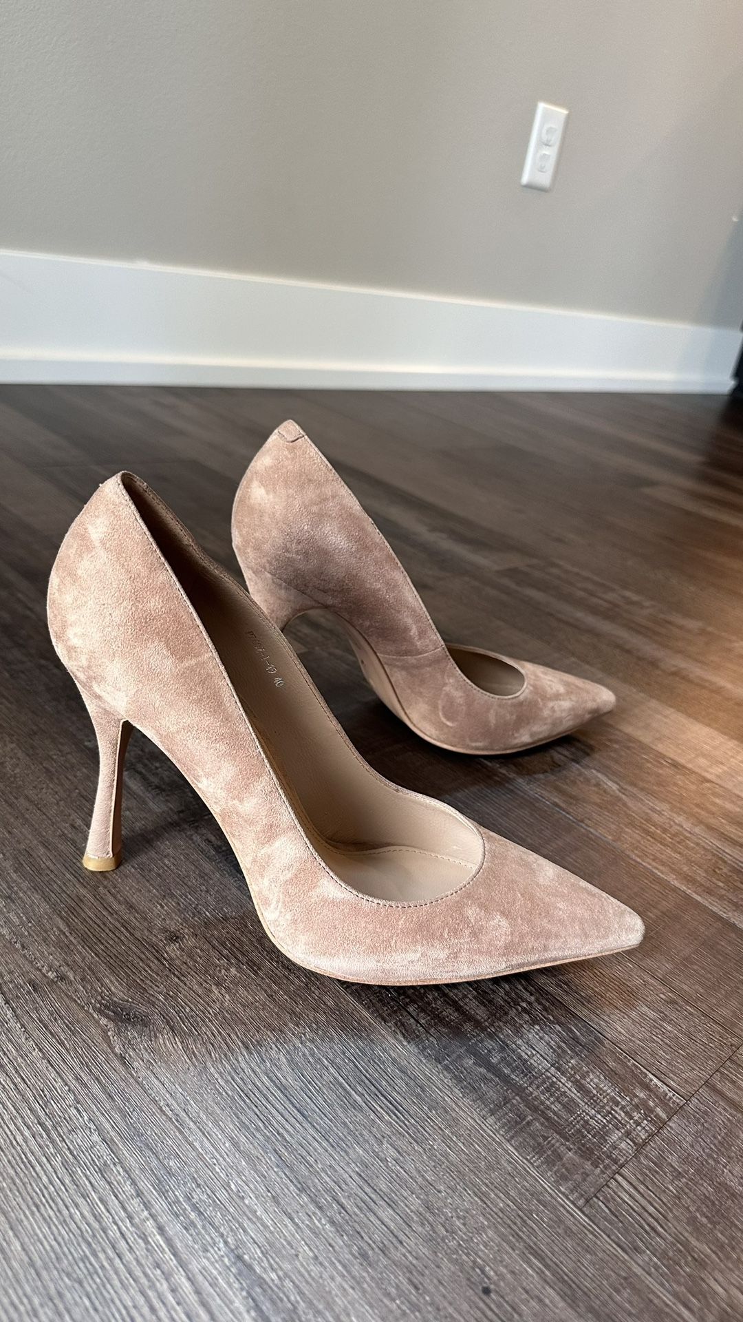 Beige Leather Heels