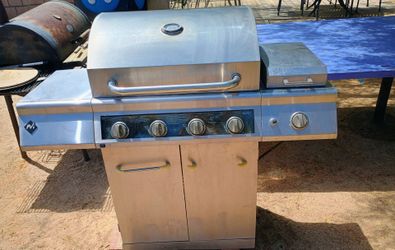 Stainless Steel 4-Burner Gas Grill with Side Burner