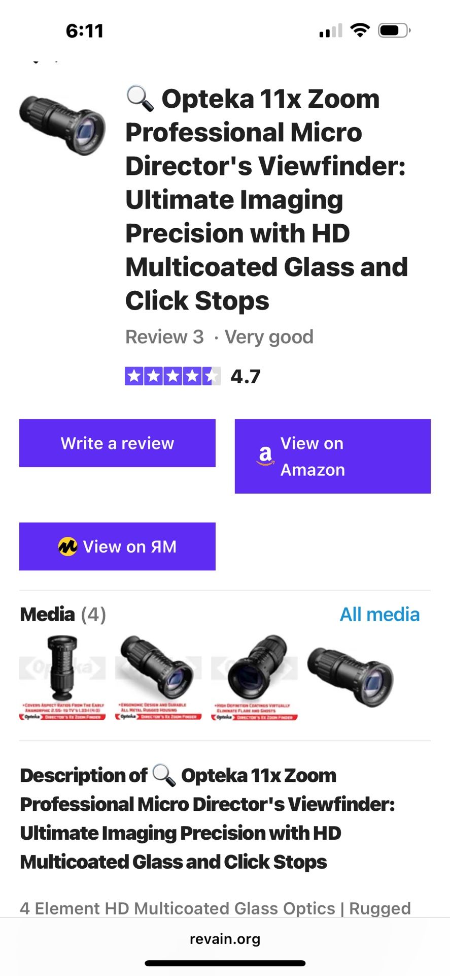 OPTEKA 11x  Zoom Viewfinder