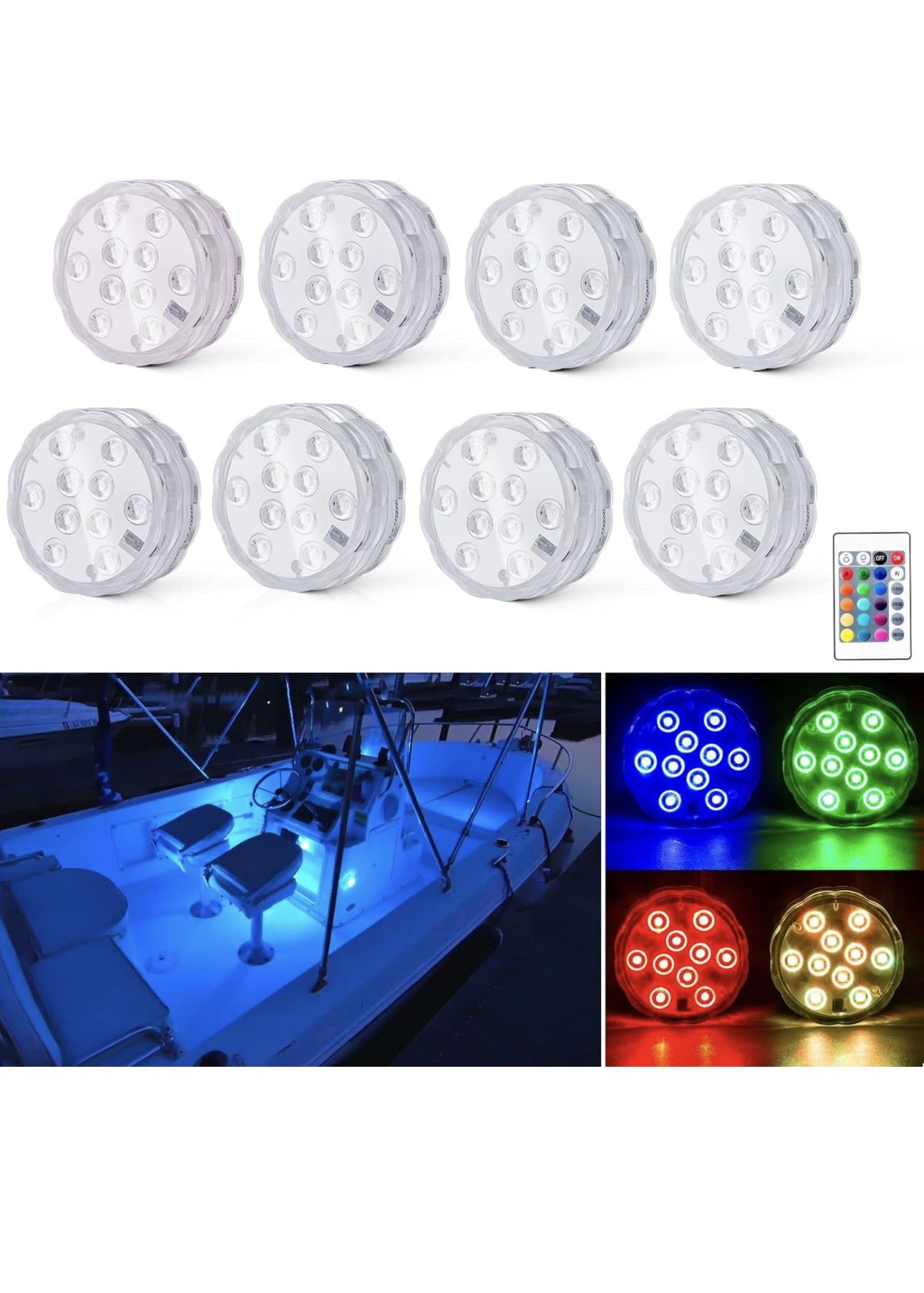 Shangyuan Boat Lights Wireless, Battery Powered Operated Marine Led Interior Light for Boat Deck Courtesy Light, for Fishing Pontoon Sailboat Kayak,