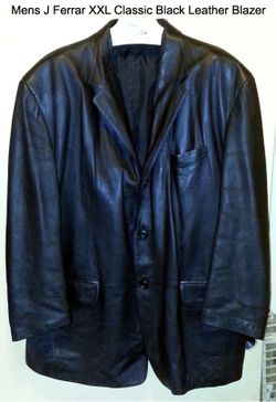 Men's XXL Black Leather Classic Blazer