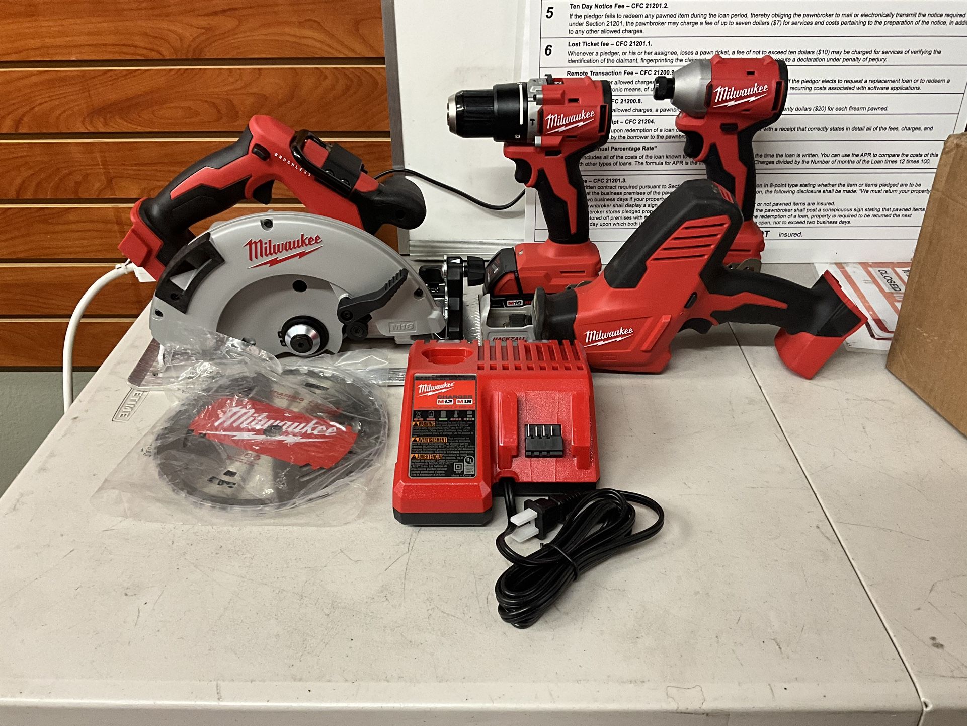Milwaukee Power Tool Set W/ 2 Batteries, 1 Charger & Tool Bag