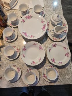 Pink floral Dish set for 8