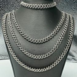 925 Silver Solid Cuban Chain with Moissanite Chain