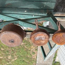 Antique Cast Iron Skillets, And A Dutch Oven