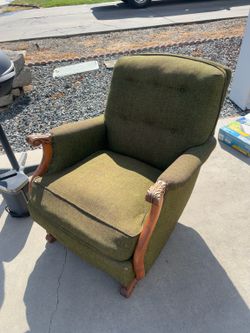 Vintage Mid-Century Lounge Chair – Solid Wood & Original Upholstery 1950s-60s