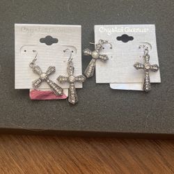 2 Pairs Of Cross Earrings 
