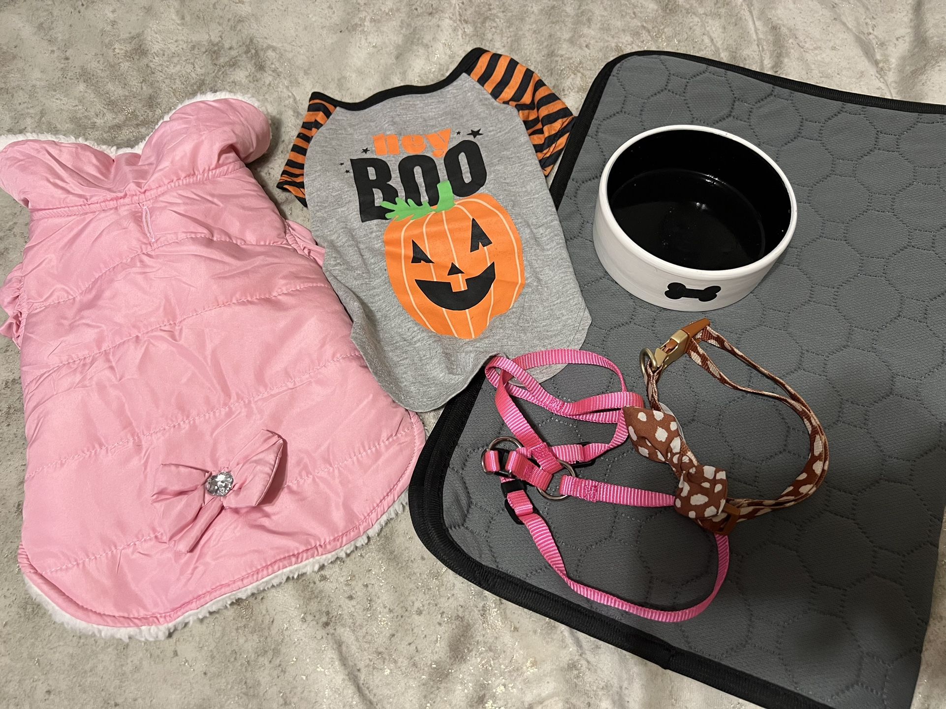 Dog Collar Harness Jacket Shirt Bowl Mat