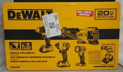 BRAND NEW NEVER OPENED DEWALT 20V MAX 4-Tool Brushless Power Tool Combo
