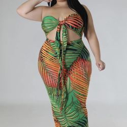TROPICAL HALTER DRESS 